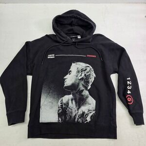 H&M‎ Justin Bieber Changes Black Hoodie Pullover 2020 Album Art Graphic Sz M EUC